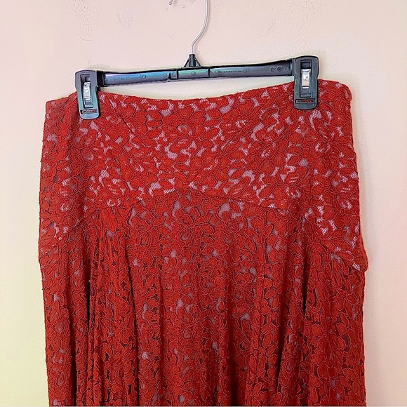 Anthropologie Women’s Moulinette Soeur Orange Lace Lined Nolana Skirt Size 10 - Picture 5 of 11